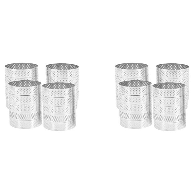 Anillos Circulares para Tartas de 40 Piezas con Agujeros, Tarta de Frutas, Quiches, Mousse, Cocina, Molde para Hornear, Anillo Perforado para Mousse, 8cm