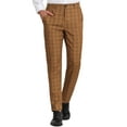 thumbnail image 1 of Pantalones de vestir pahombre, ajustados,cuadros, con frente plano, panegocios,cuadros, formales Marrón negro 3XL, 1 of 6