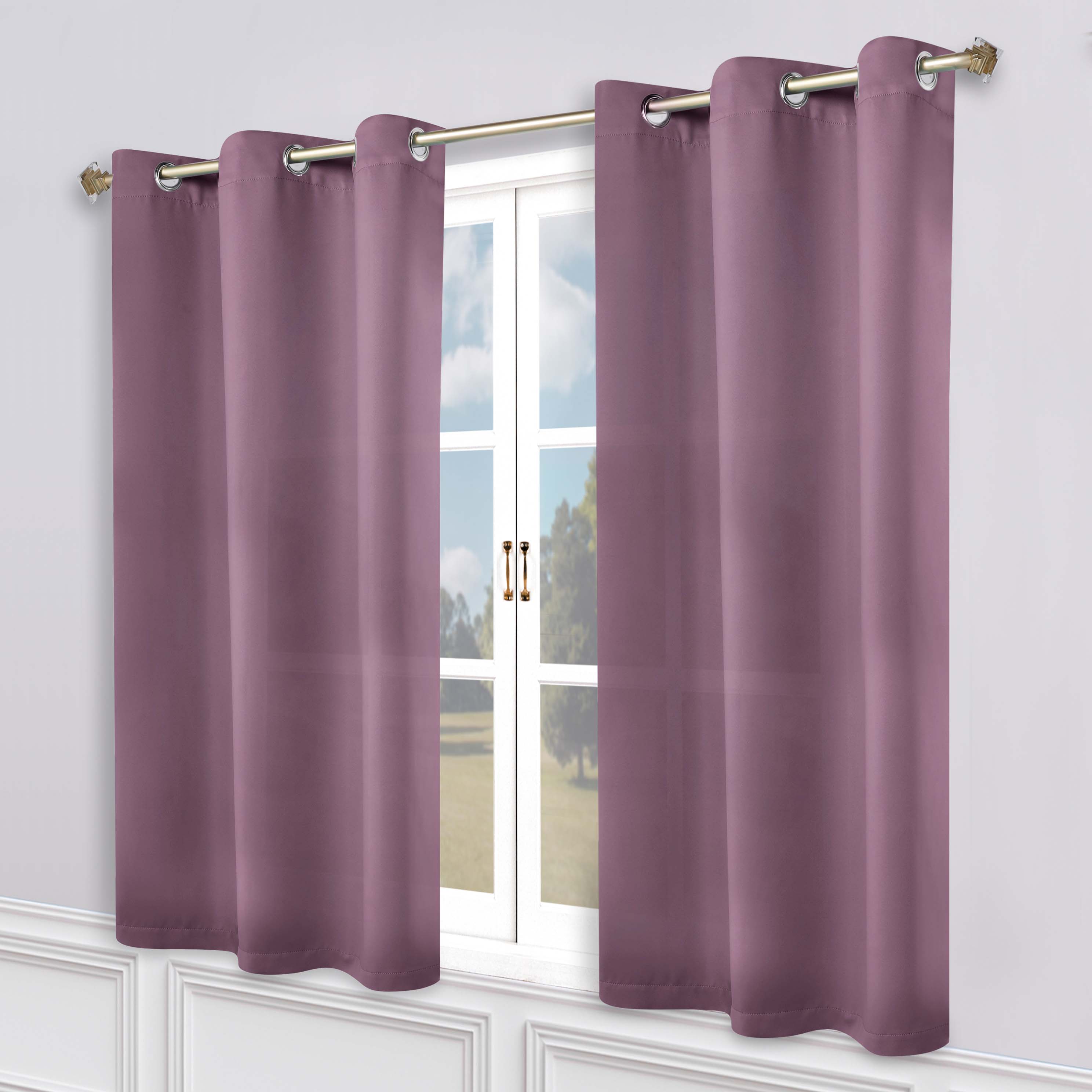 Superior Blackout Solid Light Filtering Grommet Curtain Panel Set, 46" x 63", Wisteria