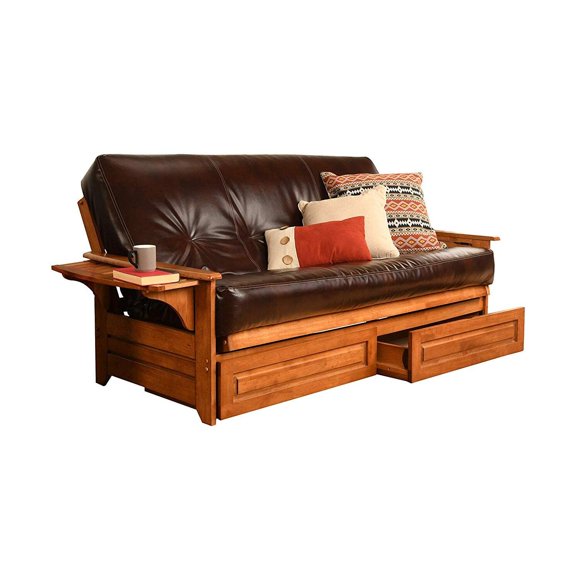 Kodiak Furniture Phoenix Ensemble de Futon avec Matelas Oregon Trail Java et Tiroirs de Rangement, Double, Barbados