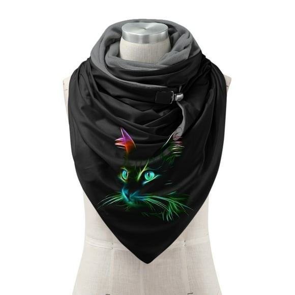 Bufanda cálida con clip para mujer, bufanda larga de moda con transferencia térmica 3D