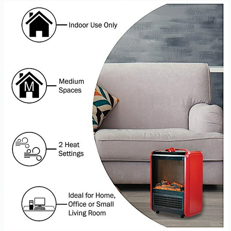 Optimus H-9300 2-Setting 1,200-Watt-Max Flame-Effect Mini Fireplace Electric  Heater - Walmart.com