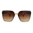 thumbnail image 5 of Womens Rectangle Inset Lens Minimalist Fashion Plastic Sunglasses Peach - Brown, 5 of 8