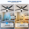 thumbnail image 2 of Uforic 54" Silent 5-Blade Modern Ceiling Fan with  Adjustable Light and Remote for Indoor, Black, 2 of 6