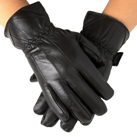 Alpine Swiss Mens Touch Screen Gloves Leather Thermal Lined Phone Texting Gloves