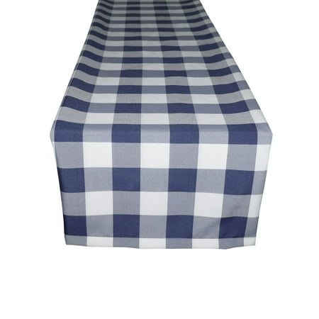 

Poplin Table Runner Buffalo Gingham Checkered Navy and White