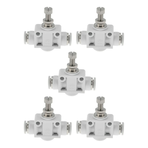 Conectores de aire de empuje únicos Bargains 5/16" válvula de control de flujo de aire plástico 5 piezas tono blanco plateado