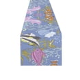 thumbnail image 2 of MYPOP Blue Sea Life Underwater Cotton Linen Table Runner 14x72 Inches, 2 of 6