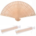 thumbnail image 1 of Abanicos de mano FORSUN Sandalwood, 50 unidades con 50 bolsas de organza, 1 of 7