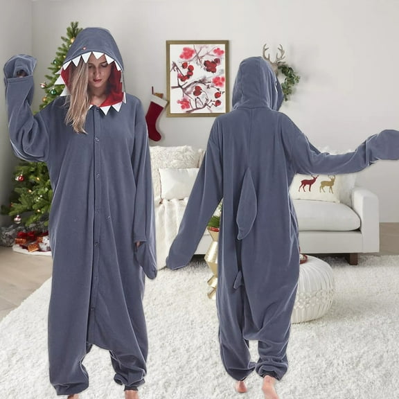 Shadoumai Adult Onesie Pajamas Unisex Halloween Animal Outfit Sleepwear - Comfy One-Piece Suit for Men & Women