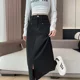 thumbnail image 2 of Falda vaquera con abertura lateral y cintura alta, otoño 2024, nueva moda, vestido largo con bolsillos, ropa de calle informal para mujer, 2 of 5