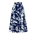 thumbnail image 2 of Womens Bohemian Long Skirts Flowy High Waist A Line Maxi Skirts for Women Summer Elastic Drawstring Pleated Floral Printing Mid Calf Skirts, 2 of 6
