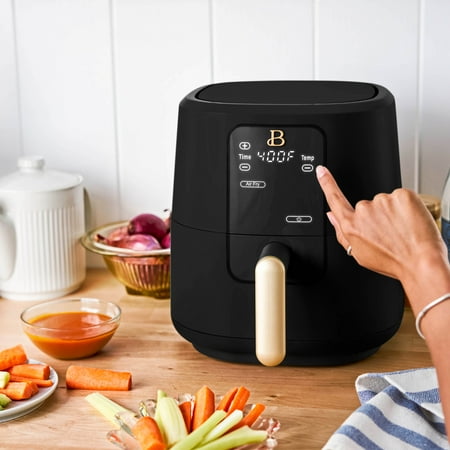 Beautiful 3 Qt Air Fryer with TurboCrisp Technology, EverGood Ceramic Nonstick Coating, Black Sesame by Drew Barrymore NEEDS CLEANING