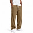 thumbnail image 3 of Men's Corduroy Wide Leg Sweatpants Baggy Elastic Waist Drawstring Pants Loose Fit Casual Streetwear Fall Winter Clothes Brown S, 3 of 5