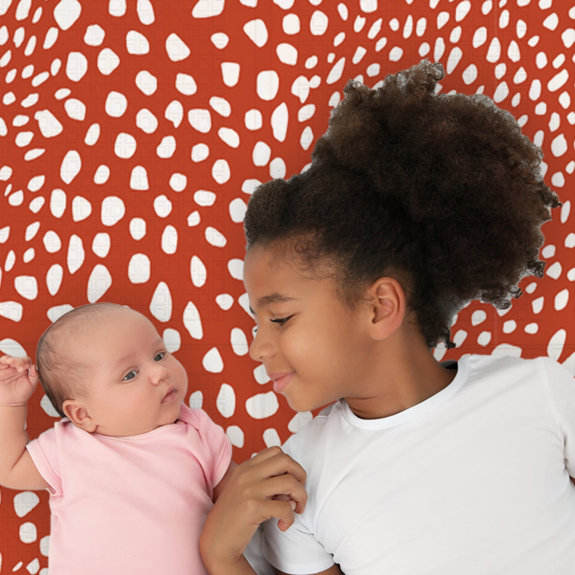 JumpOff Jo Large Foldable Kids Foam Play Mat, Padded Baby Floor Mat, 70 x 59 in - Boho Hearts