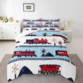 YST Red White And Blue Train Comforter Set Cartoon Train Railroad