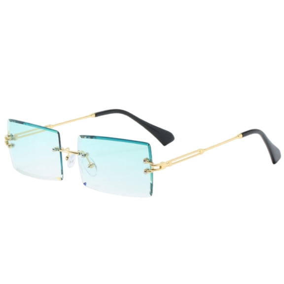1990s 20s Style Frameless Square Sunglasses, Retro Rectangular Rimless Gradient Tint Glasses, UV400 Protection Lightweight Metal Frame Sunglasses for Outdoor, Party & Daily Use (Mint Green)