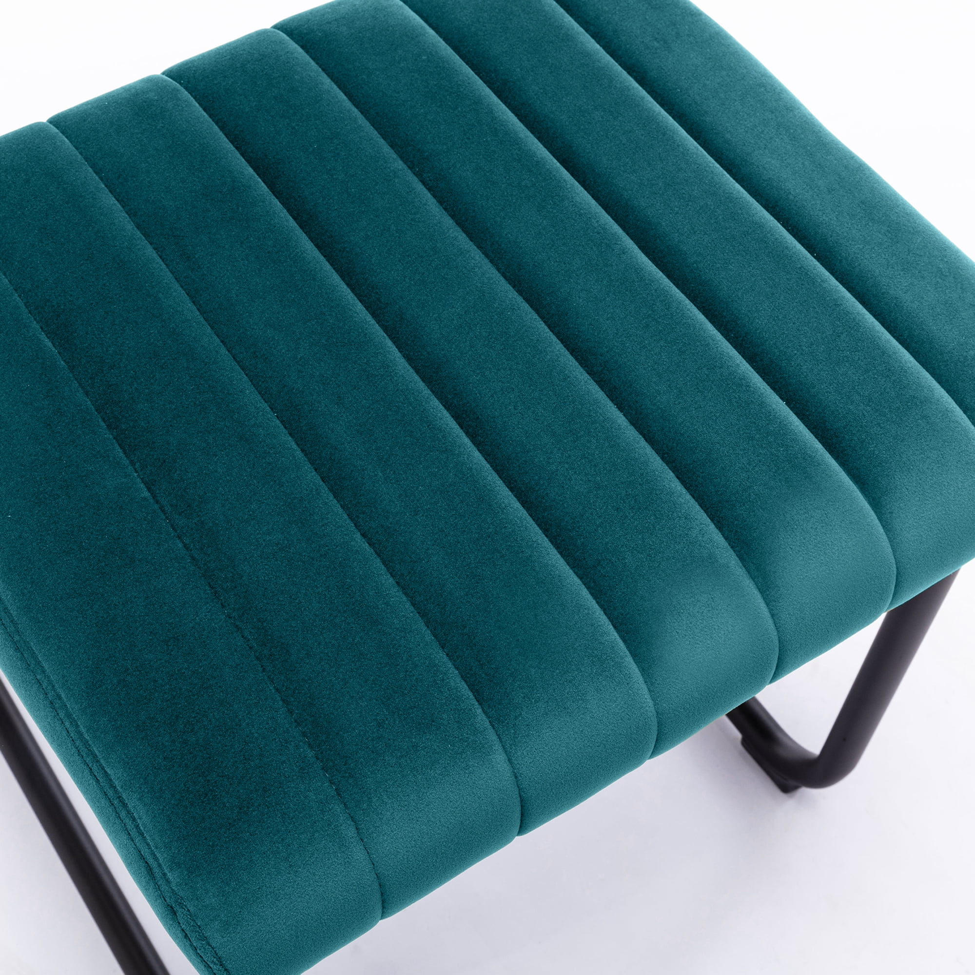 Zesthouse Mid Century Modern Dining Chairs Set of 2, Velvet Upholstered Dining Room Chairs with Metal Legs, Tufted Channel Kitchen Chairs for Dining Living Room, Teal