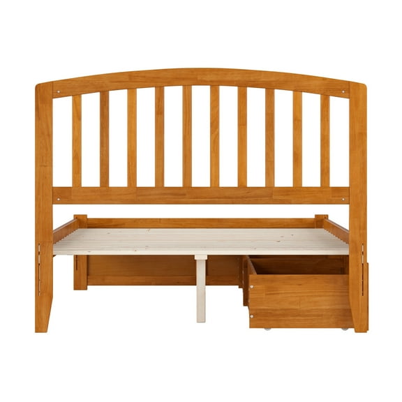 Rustic Wood Platform Bed with FootboardStorage - Full Size Bed Frame