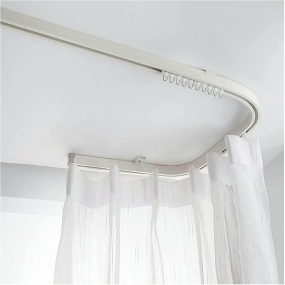 GXCZ Window Curtain Rod Curtain Track, Ceiling Curtain Track, Curved Curtain Track White Living Room/Bedroom/Kitchen/Office Curtain Rod Easy Installation(120cm/3.9ft)