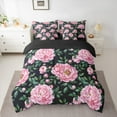 thumbnail image 2 of Manfei Floral Peony 7 Pieces Bedding Comforter Set for Female Women Men,Chic Pink Flower Full Bedding Set Lightweight,Spring Graden Fitted Sheet Flat Sheet,Luxury Bedroom Decor,Reversible, 2 of 8