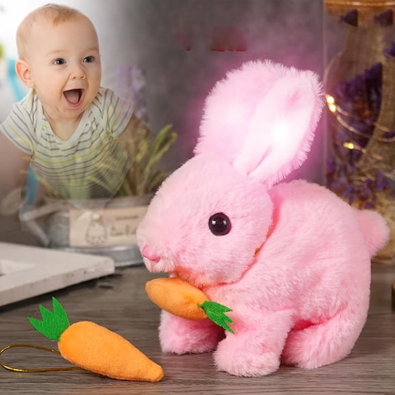 Guvpev Bunby - My Realistic Bunny Toys, Easter Bunny Stuffed Animal Can Sounds & Movements, Realistic Fun Rabbit Toys with Carrot Accessories and Glowing Ears, Easter Basket Stuffers Gifts for Kids