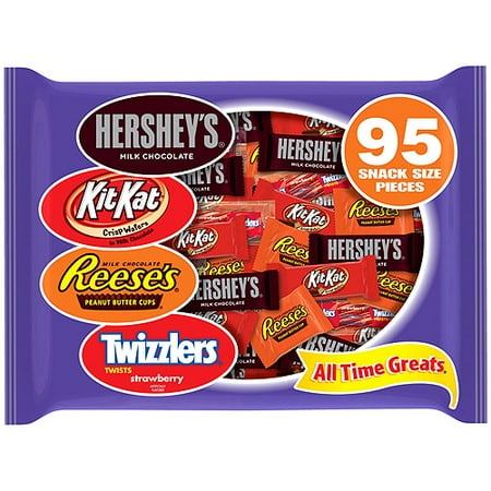Hershey's Halloween All Time Greats Assorted Miniatures Snack Size Candy, 95 ct, 34 oz Bag