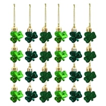 24 Pieces St Patrick's Day Shamrocks Ornament for Tree Mini Clover Decorations Lucky Irish Green Trefoil Hanging Bauble for St Patricks Day Table Shelf Festival Decoration (Glossy & Glitter)