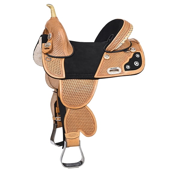 HILASON Western Horse Treeless Trail Barrel Saddle American Leather | for Horses