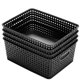 thumbnail image 4 of Cestas de almacenamiento Eslite de plástico, paquete de 4 unidades, 29 x 23 x 12 cm, color negro, 4 of 8