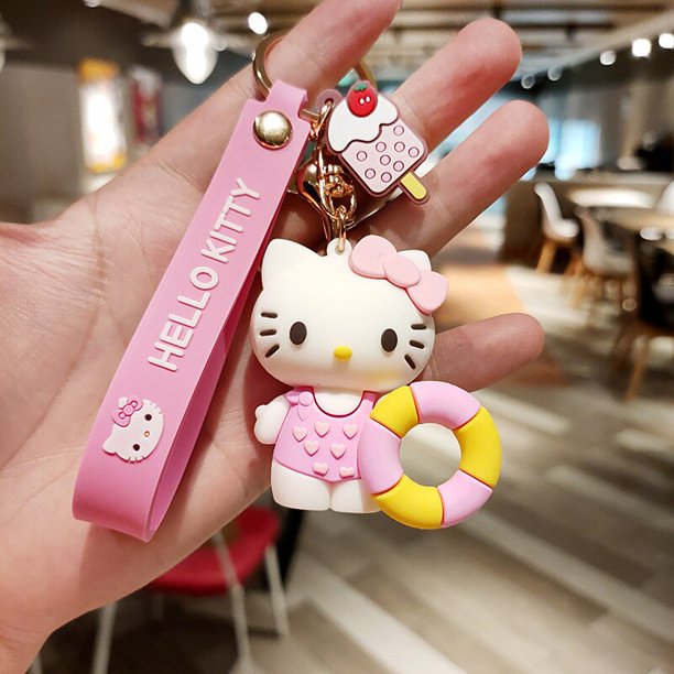 Sanrios Hellokittys Cinnamoroll XO Kawaii Anime anillo de natación circundante serie llavero colgante lindo adorno de coche de dibujos animados Fivean unisex