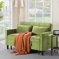 thumbnail image 5 of BSHTI 53.94" Pull-Out Sleeper Sofa Bed with Velvet Upholstery, 3-Position Reclining Back, Solid Wood Frame for Apartment/Office, Office（Olive Green）, 5 of 8