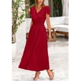 thumbnail image 4 of Vestido largo PRETTYGARDEN Verano 2025 con cuello en V y manga corta con volantes, 4 of 9