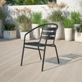 thumbnail image 3 of Flash Furniture Modern Aluminum Slat Back Stacking Outdoor Restaurant Chair, Black, 3 of 13