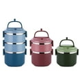 thumbnail image 5 of Stackable Lunch Box,YFBXG 3 Tier Stainless Steel Thermal Bento Lunch Box With Lunch Bag & Utensils (Green, 3 Tier), 5 of 6