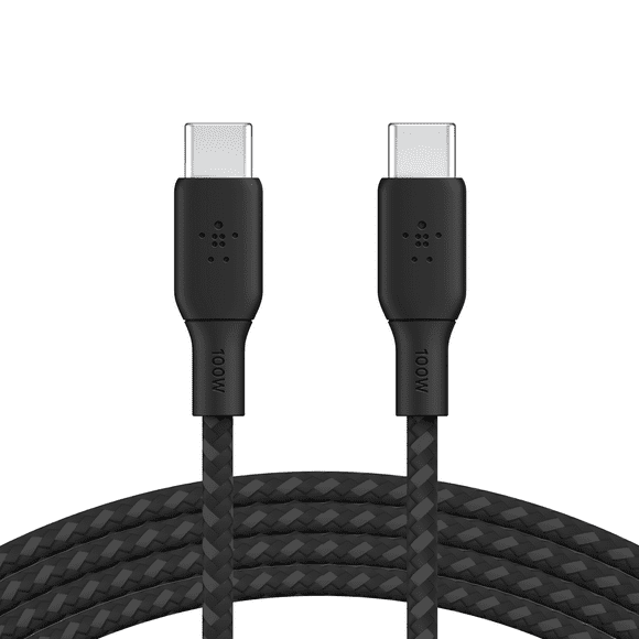 Belkin USB-C to USB-C Cable, BoostCharge Braided Power Cable (3M/9.8ft), Fast Charging Cable w/ 100W Power Delivery, USB-IF Certified for iPhone 16, MacBook, Chromebook, Galaxy & More - Black, BELKIN C-C CABLE 3M BLACK