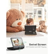 CocoBear 12.5 Portable DVD Player with 10.5 Swivel Screen, 1024x600 HD, 4-6H Battery, Car Charger, USB/SD/AV Support, Region Free, Dual Speakers, Black