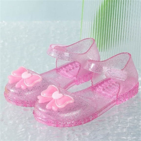 Cxenplz Girls Jelly Sandals Closed Toe Water Beach Summer Shoes Soft Rubber Sole Mary Jane Dress Shoes Princess Flat