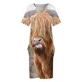 thumbnail image 4 of Vestido de noche holgado con bolsillos de vaca de las Tierras Altas, divertido y peludo, para mujer, estilo coreano, 4 of 7