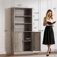thumbnail image 2 of FANRAL 70.1" Tall Bookshelf with Enclosed Cabinet, 5-Tier Freestanding Storage Organizer with Adjustable Shelves and Metal Hardware, Modern Display for Home Office Living Room,Gray Bookcase, 2 of 7