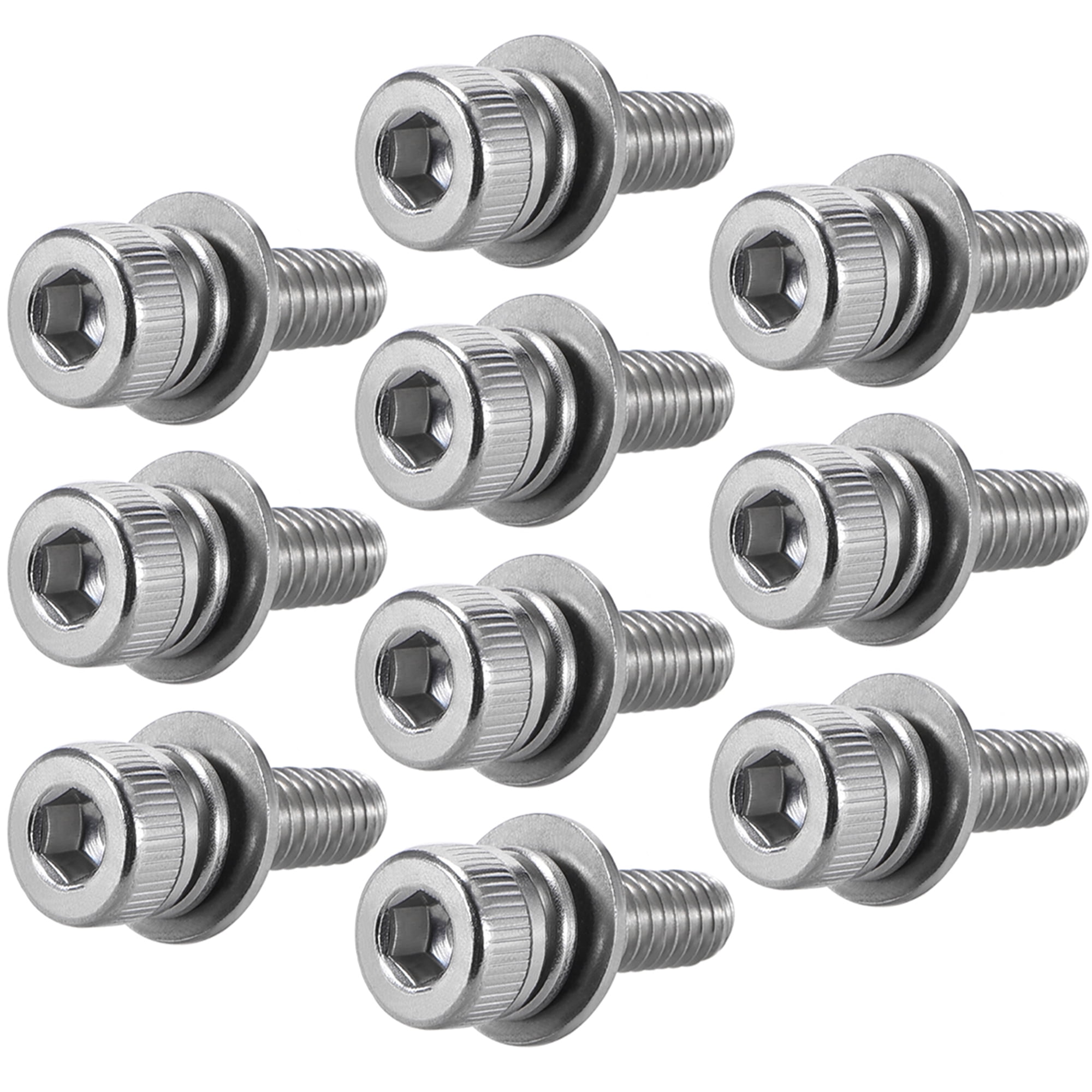 M4x14mm Stainless Steel Hex Socket Head Cap Screws Bolts Combine with Spring Washer and Plain