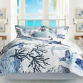 XXTS Coastal Bedding King Size Coastal Quilt with 2 Shams, Nautical