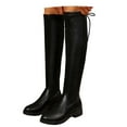 thumbnail image 3 of Gyexs Knee High Boots for Women Platform Thigh High Pull on Booties Chunky Heel Round Toe Long Boots Fall Winter Shoes #05 Black & Size 8.5, 3 of 9