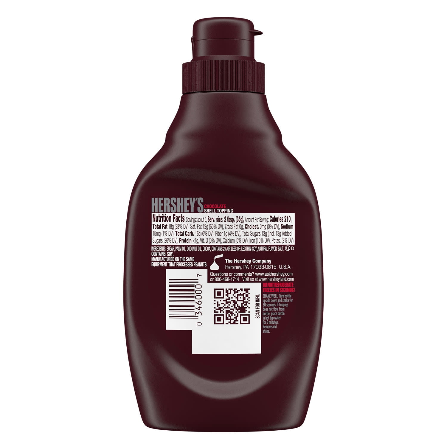 (2 pack) Hershey's Chocolate Flavored Shell Topping, Bottle 7.25 oz