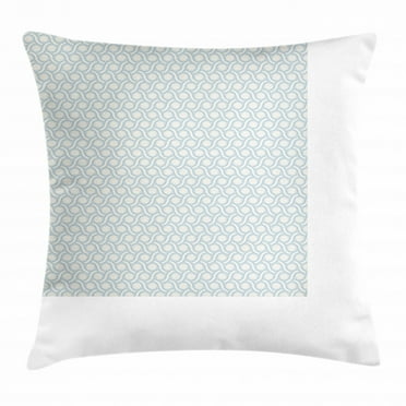 Ivory and Blue Throw Pillow Cushion Cover, Circles and Stripes in Pastel Colors Abstract Geometric Arrangement, Decorative Square Accent Pillow Case, 24 X 24 Inches, Bluegrey and Ivory, by Ambesonne