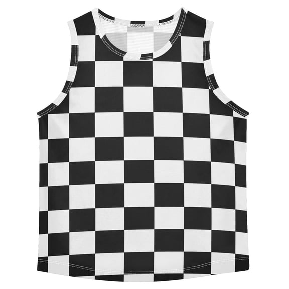Black-white Plaid Vest Undershirt Tank Top Sleeveless Quick Dry 3T