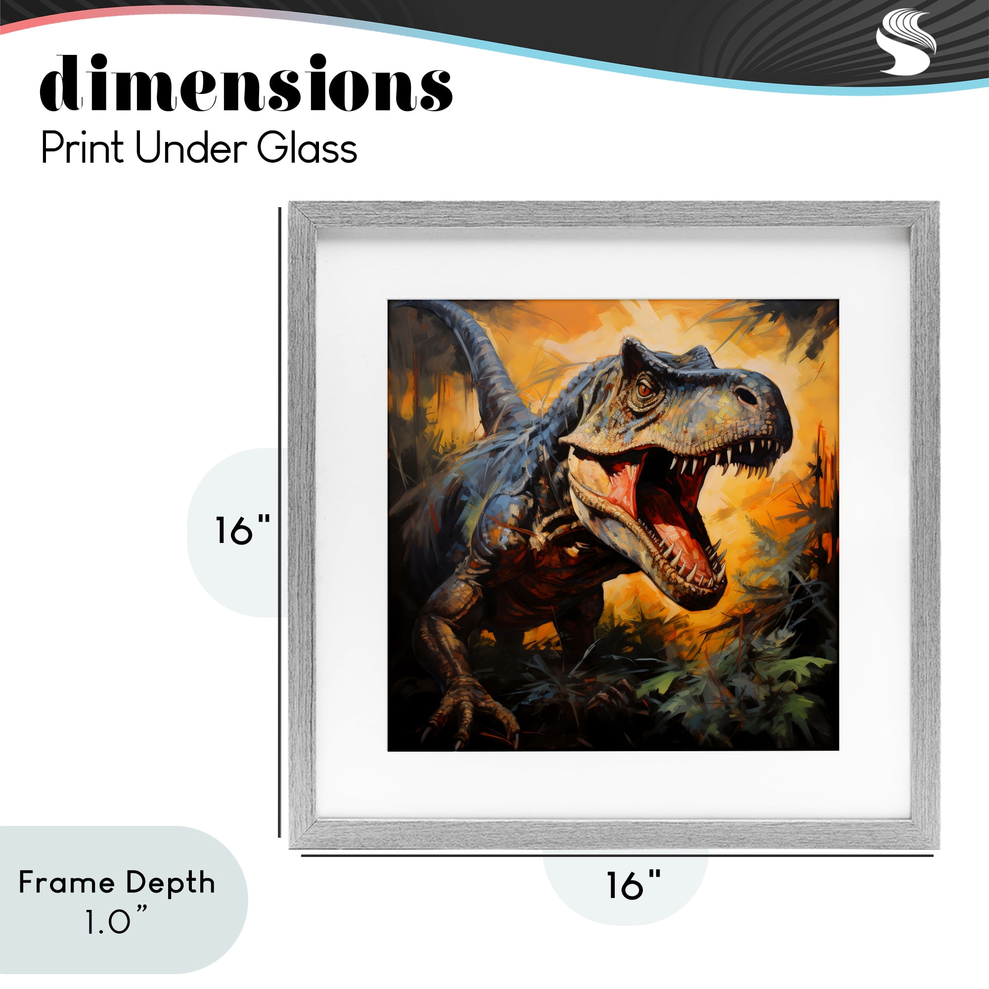 Stupell Industries Angry Dinosaur Roaring Gray Framed Print Under Glass, design by Creative Studio