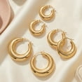 thumbnail image 3 of VEEDOFA Chunky 14K Gold Plated Hoop Earrings for Women, Fashion Hypoallergenic earrings Minimalist Jewelry Gift, 3 of 7