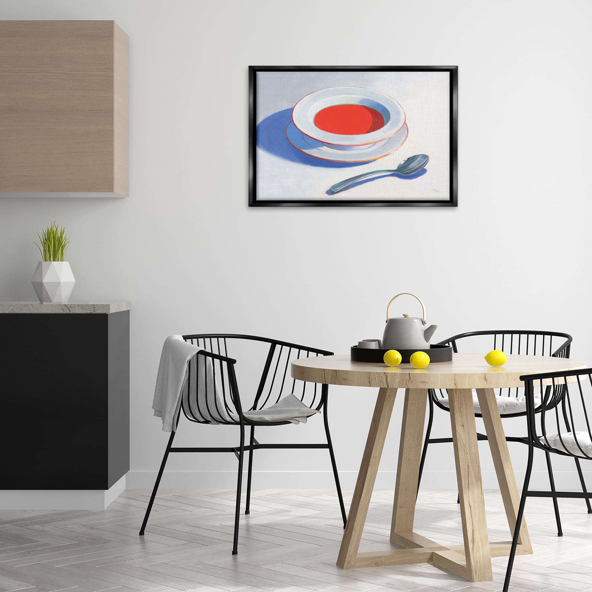 Stupell Industries Soup Du Jour Meal Food & Beverage Painting Black Floater Framed Canvas Art Print Wall Art, 31 x 21
