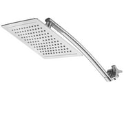 AquaSpa Razor by Mega Size 9-inch Chrome Face Square Rainfall Shower Head with Arch Design 15-inch Stainless Steel Extension Arm, Chrome